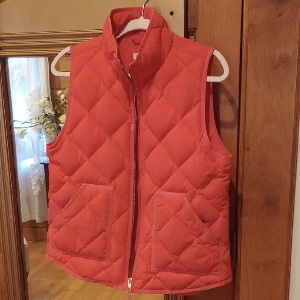 J. Crew Women's Quilted Coral Vest